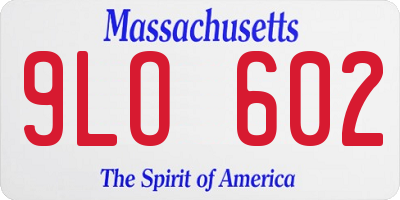 MA license plate 9LO602