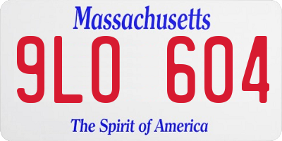 MA license plate 9LO604