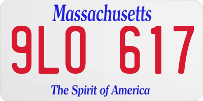 MA license plate 9LO617