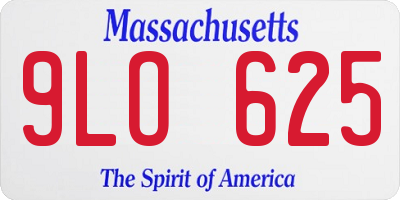 MA license plate 9LO625