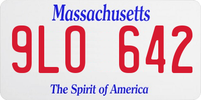 MA license plate 9LO642