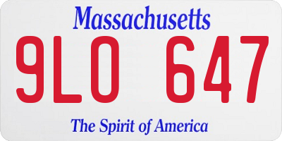 MA license plate 9LO647