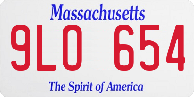 MA license plate 9LO654