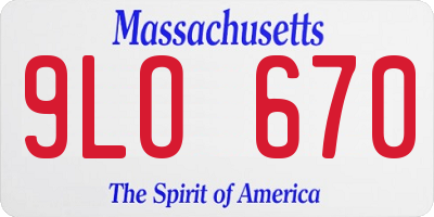 MA license plate 9LO670