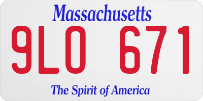MA license plate 9LO671