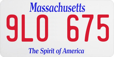 MA license plate 9LO675