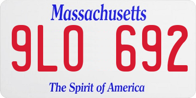 MA license plate 9LO692