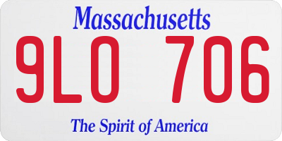 MA license plate 9LO706