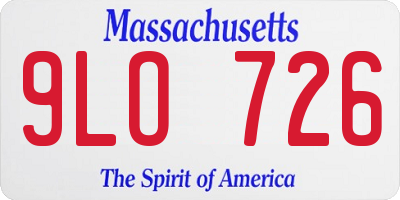 MA license plate 9LO726