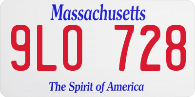 MA license plate 9LO728