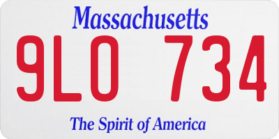 MA license plate 9LO734