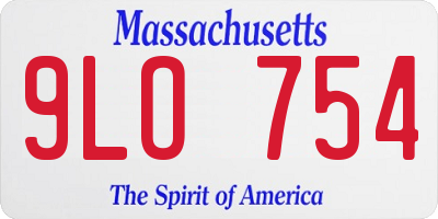 MA license plate 9LO754