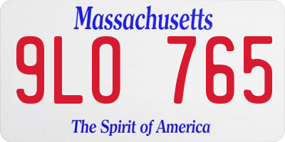 MA license plate 9LO765
