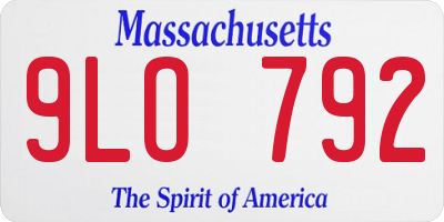 MA license plate 9LO792