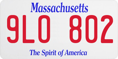 MA license plate 9LO802