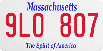 MA license plate 9LO807