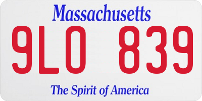 MA license plate 9LO839