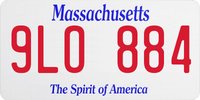 MA license plate 9LO884