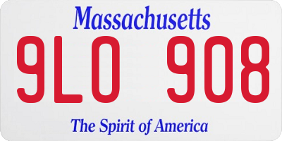 MA license plate 9LO908