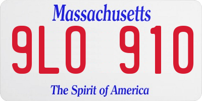 MA license plate 9LO910