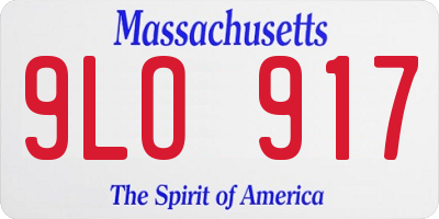 MA license plate 9LO917