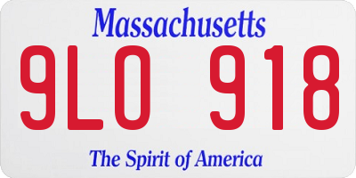MA license plate 9LO918