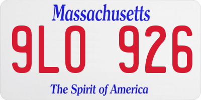 MA license plate 9LO926