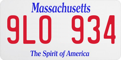 MA license plate 9LO934