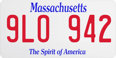 MA license plate 9LO942