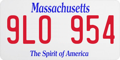 MA license plate 9LO954