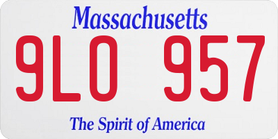 MA license plate 9LO957