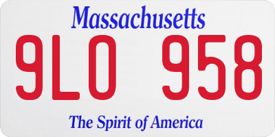 MA license plate 9LO958