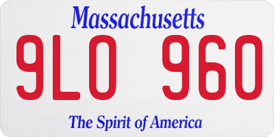 MA license plate 9LO960
