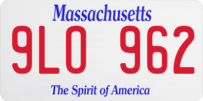MA license plate 9LO962