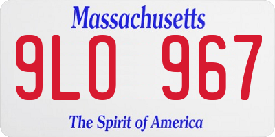 MA license plate 9LO967