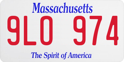 MA license plate 9LO974