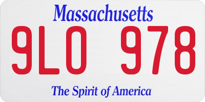 MA license plate 9LO978