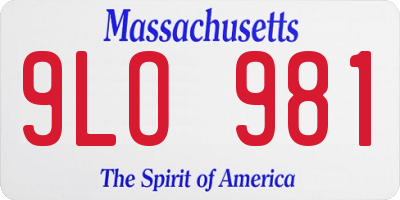 MA license plate 9LO981