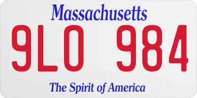MA license plate 9LO984
