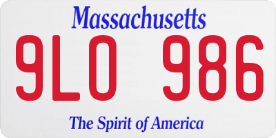 MA license plate 9LO986