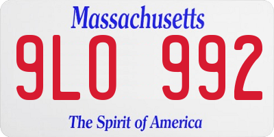 MA license plate 9LO992