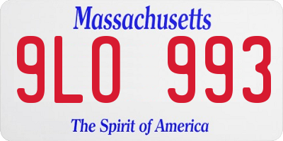 MA license plate 9LO993