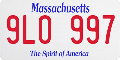 MA license plate 9LO997