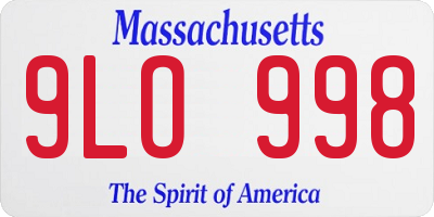 MA license plate 9LO998