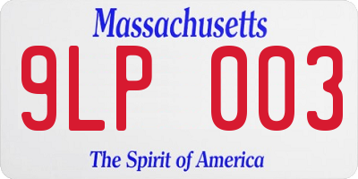 MA license plate 9LP003