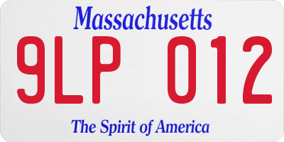 MA license plate 9LP012