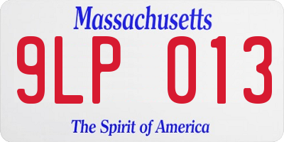 MA license plate 9LP013