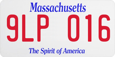 MA license plate 9LP016