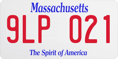 MA license plate 9LP021