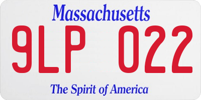 MA license plate 9LP022